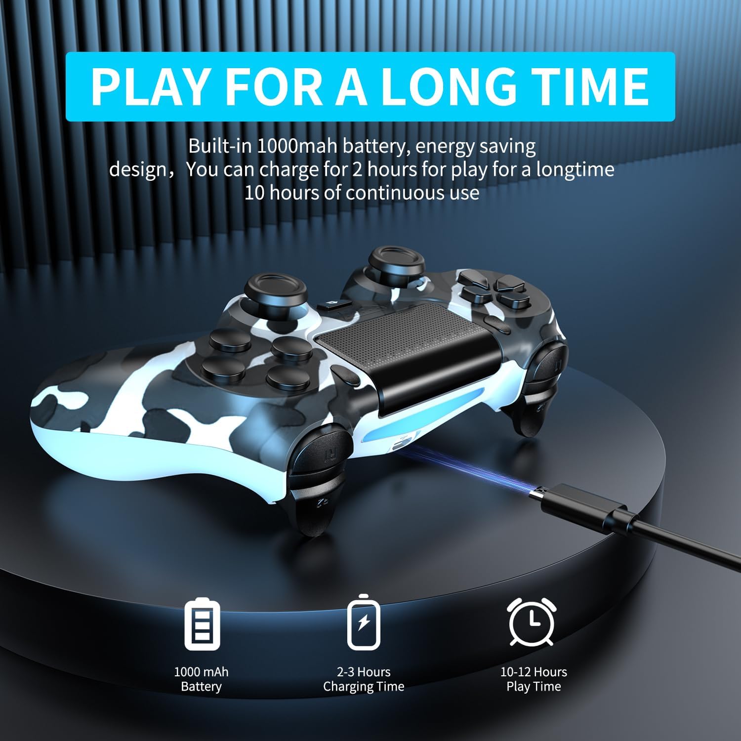 2 Pack Wireless Controller for PS4/Slim/Pro with 1000mah Battery